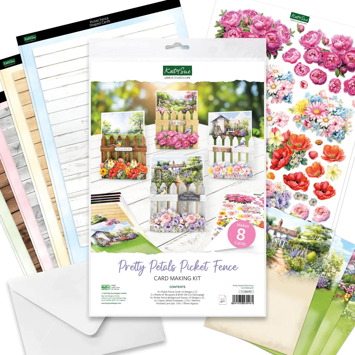 Pretty Petals Picket Fence, Card Making Kit-2