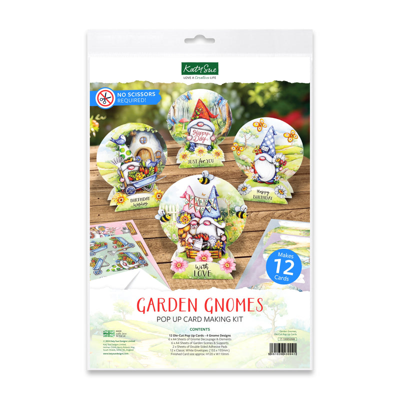 Kit para hacer tarjetas desplegables con troquelados de gnomos de jardín-1