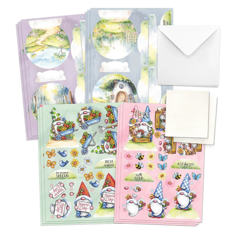 Kit para hacer tarjetas desplegables con troquelados de gnomos de jardín-3