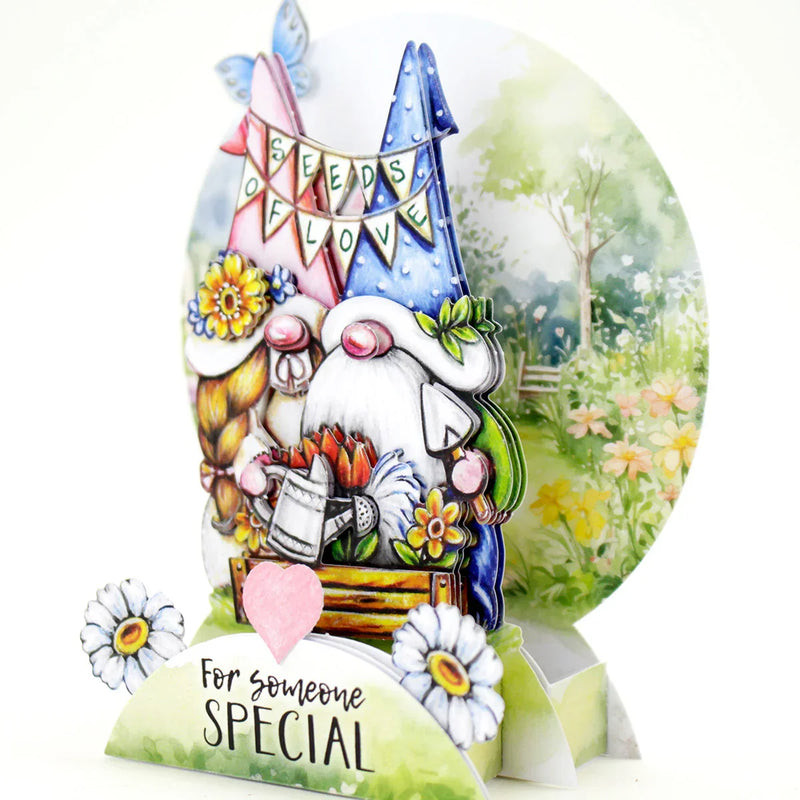 Kit para hacer tarjetas desplegables con troquelados de gnomos de jardín-6
