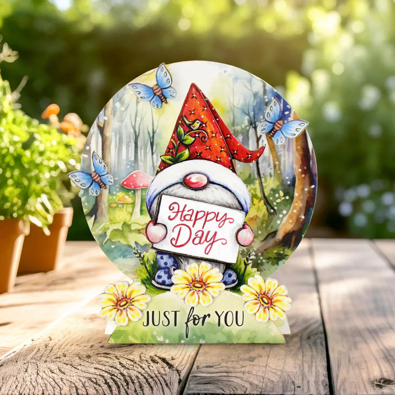 Kit para hacer tarjetas desplegables con troquelados de gnomos de jardín-7