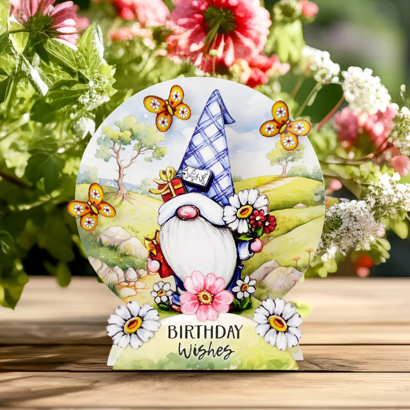 Kit para hacer tarjetas desplegables con troquelados de gnomos de jardín-8
