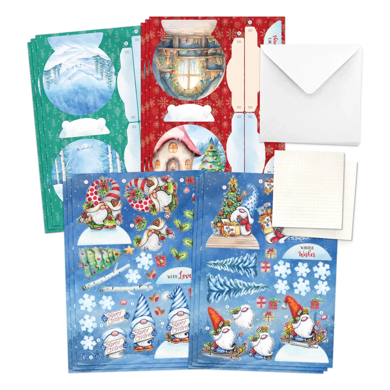 Christmas Garden Gnomes, Pop Up Card Making Kit-3