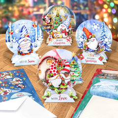 Christmas Garden Gnomes, Pop Up Card Making Kit-4