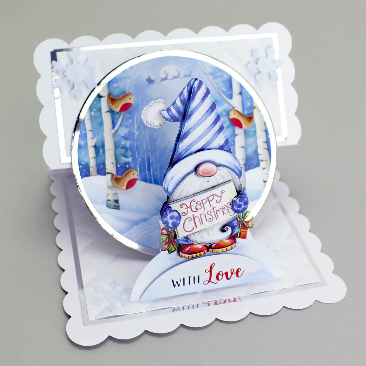 Christmas Garden Gnomes, Pop Up Card Making Kit-5