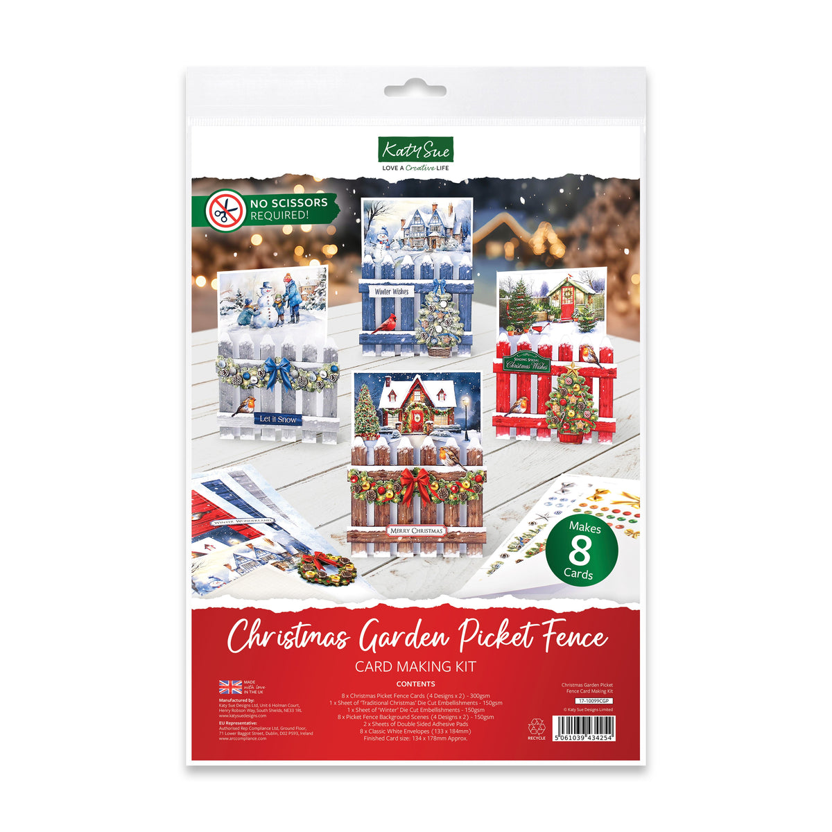 Kit de fabrication de cartes Clôture de jardin Katy Sue Christmas