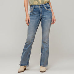 Westfield Eagle Women’s Embroidered Bootcut Jeans. Wings & Rose Bling Denim-2