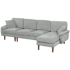 Grey L-Shape Sectional Sofa – Modern Reversible Chaise Couch with Pillows & Wooden Legs (United States & Canada Delivery Only)-7