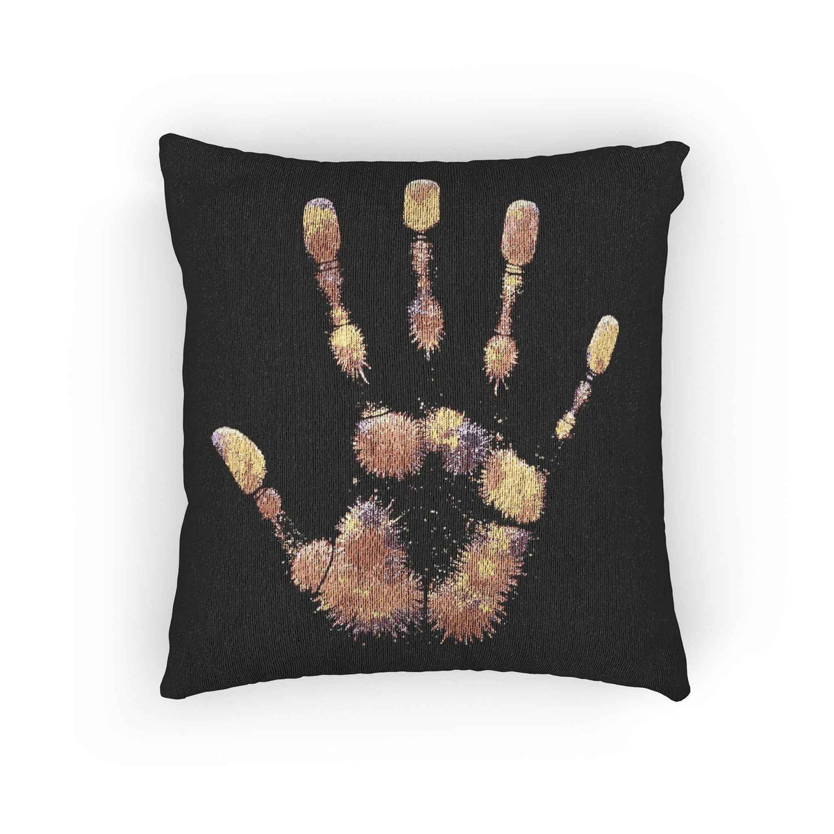 Metallic Handprint Woven Pillow | Boho Accent Throw Pillow-7