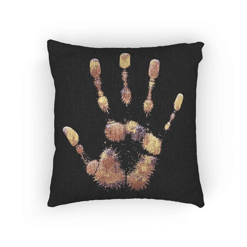 Metallic Handprint Woven Pillow | Boho Accent Throw Pillow-7