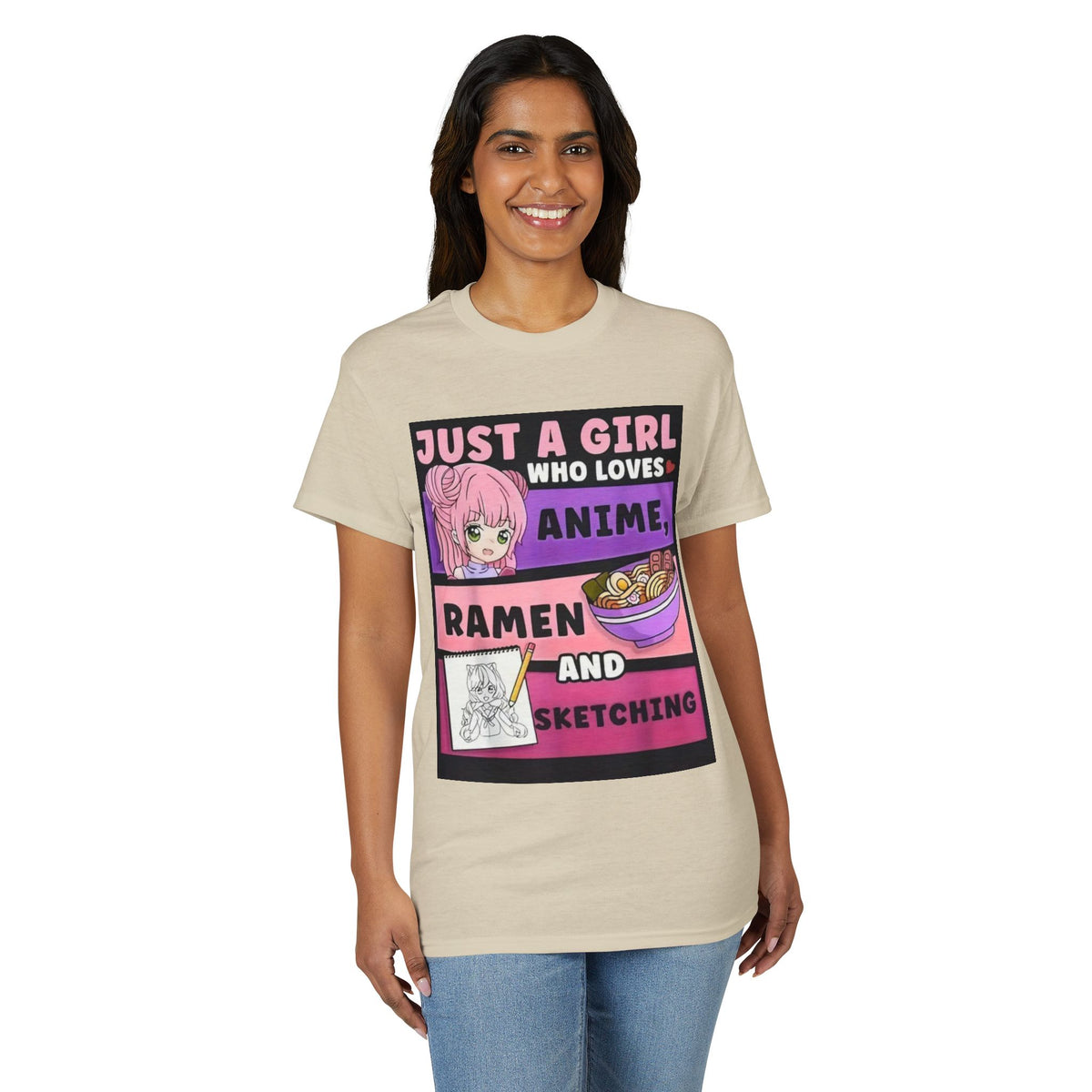 "Just a Girl Who Loves Anime Ramen and Sketching" T-Shirt-26