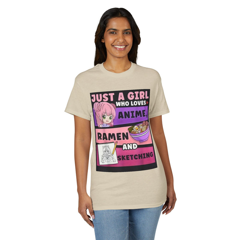 "Just a Girl Who Loves Anime Ramen and Sketching" T-Shirt-26