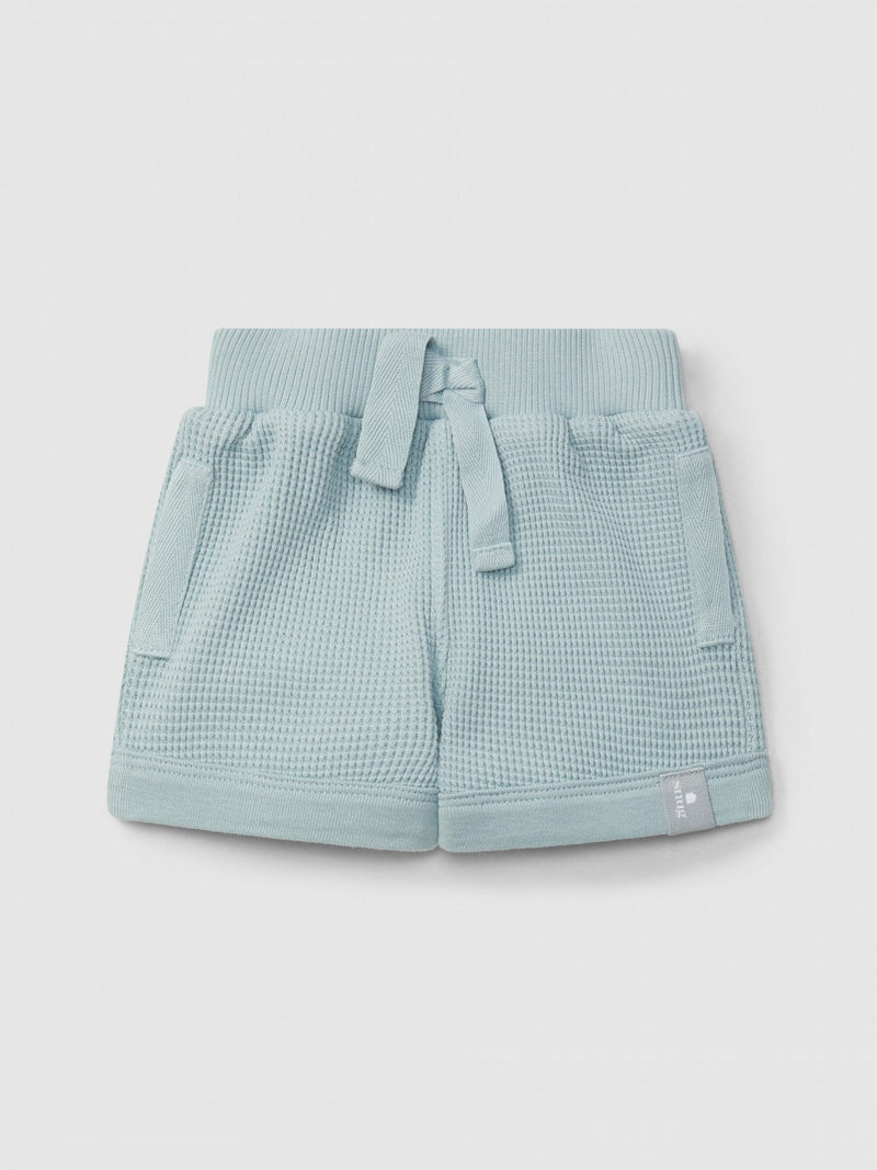 Waffle weave pull-up shorts | Mint Blue | Snug-1