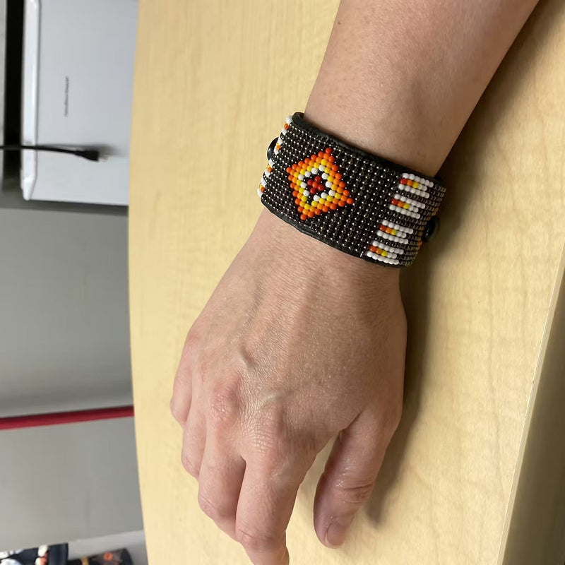 Beaded Cuff Bracelet(Brown)-1