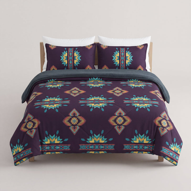 3PC SET FLANNEL BORREGO (sherpa lined) purple-2