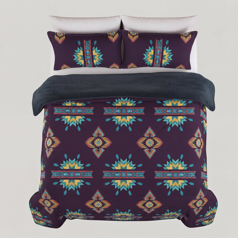 3PC SET FLANNEL BORREGO (sherpa lined) purple-1