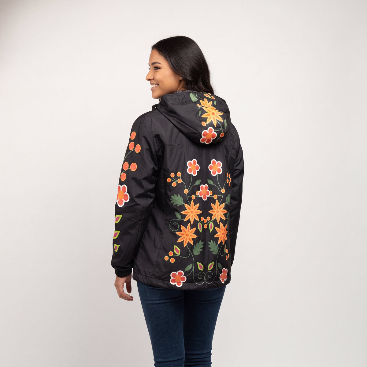 Black Spring Blossom Windbreaker-1