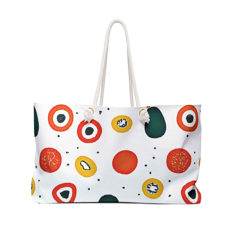 Abstract Sushi Roll Pattern Weekender Bag | Japanese Food Dots, Large Tote Bag-1