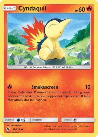 Cyndaquil (39) 39/214 - SM  Lost Thunder Reverse Holofoil