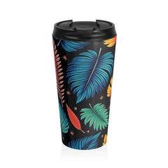 Tropical Leaf Pattern Stainless Steel Travel Mug-1