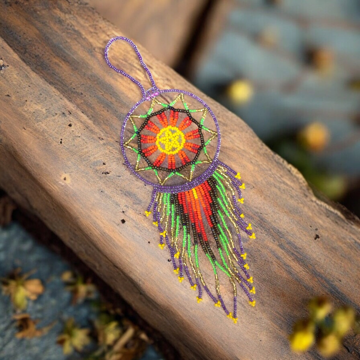 Purple and Red Celestial Beaded Handmade Dreamcatcher-2