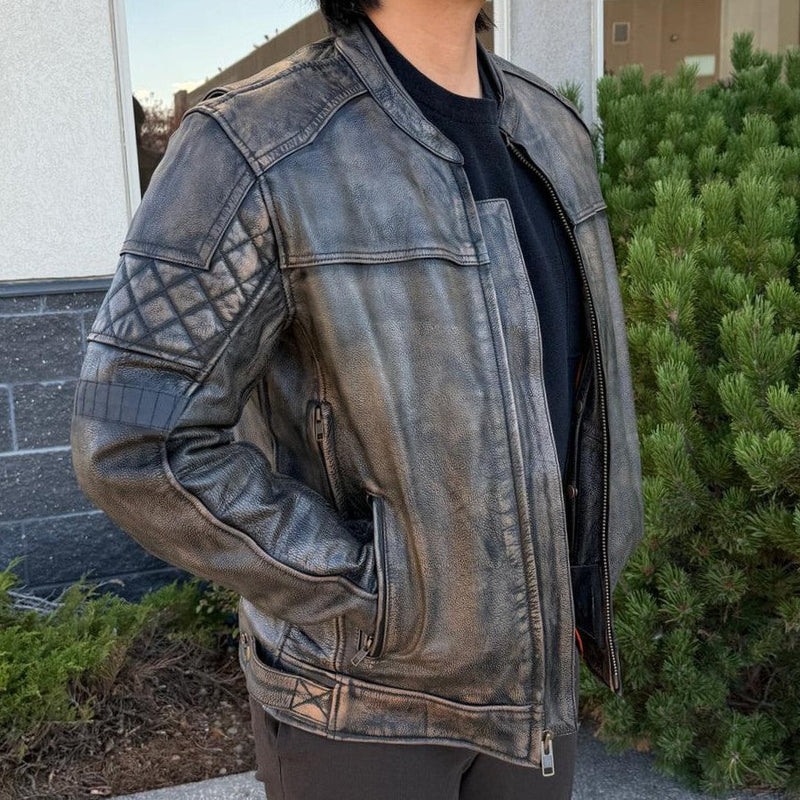 Unik International Men's Reflective Stripe Motorcycle Jacket-4