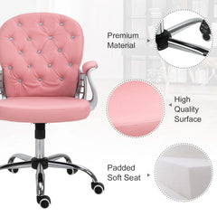 Pink Office Chair – Adjustable Height Computer Desk Chair with Tufted Back (United States & Canada Delivery Only)-4