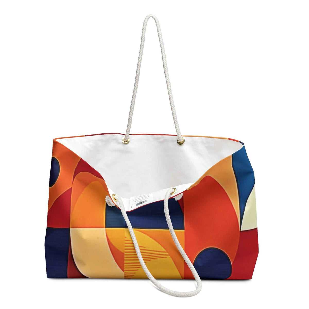 Abstract Geometric Color Block Weekender Bag | Modern Tote | Large Tote Bag-5