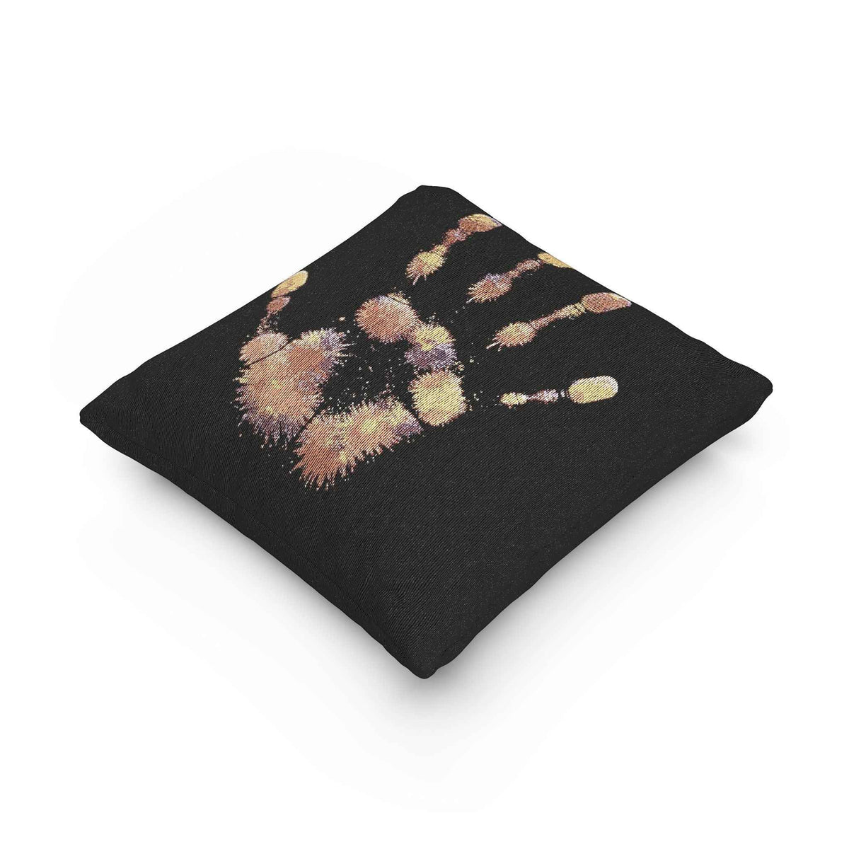 Metallic Handprint Woven Pillow | Boho Accent Throw Pillow-9