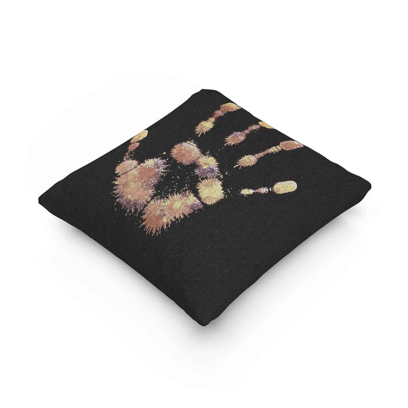 Metallic Handprint Woven Pillow | Boho Accent Throw Pillow-9
