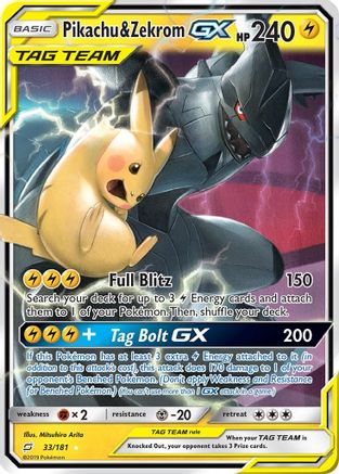 Pikachu & Zekrom GX 33/181 - SM  Team Up Holofoil-1