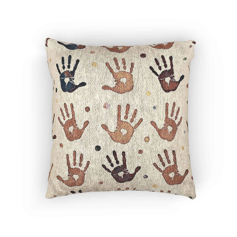 Handprint Pattern Woven Pillow | Boho Tribal Decorative Cushion-7
