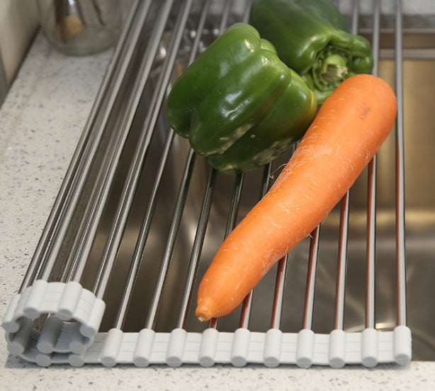 Folding Kitchen Drain Sink Rack Stainless Steel-3