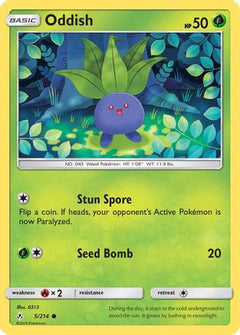Oddish (5) 5/214 - SM  Unbroken Bonds Reverse Holofoil-1
