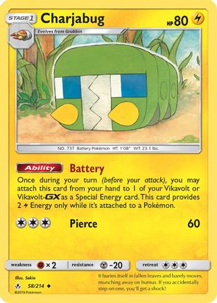Charjabug/214 - SM  Unbroken Bonds Reverse Holofoil-1