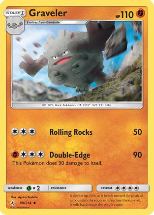Graveler/214 - SM  Unbroken Bonds Reverse Holofoil