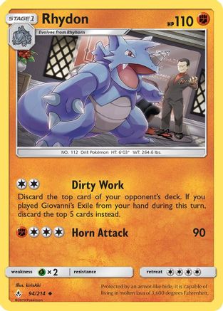 Rhydon 94/214 - SM  Unbroken Bonds Reverse Holofoil-1