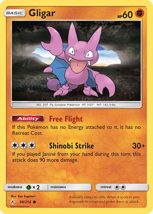 Gligar/214 - SM  Unbroken Bonds Reverse Holofoil-1