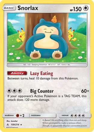Snorlax 158/214 - SM  Unbroken Bonds Reverse Holofoil-1
