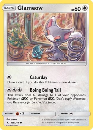 Glameow 159/214 - SM  Unbroken Bonds Reverse Holofoil-1