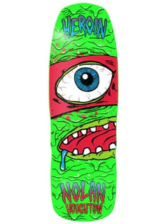 Heroin Skateboards 'Nolan Mutation' Shaped Skateboard Deck - Green-1