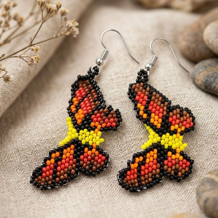 Multicolour Butterfly Beaded Earrings-3