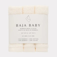 Baja Baby Bamboo/Cotton Wash Cloths 3 Pack | Off White | Pip + Phee-1