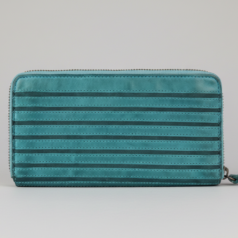 MET Women’s Leather Zip Around Wallet. Striped Textured Long Wallet-7