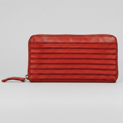 MET Women’s Leather Zip Around Wallet. Striped Textured Long Wallet-3