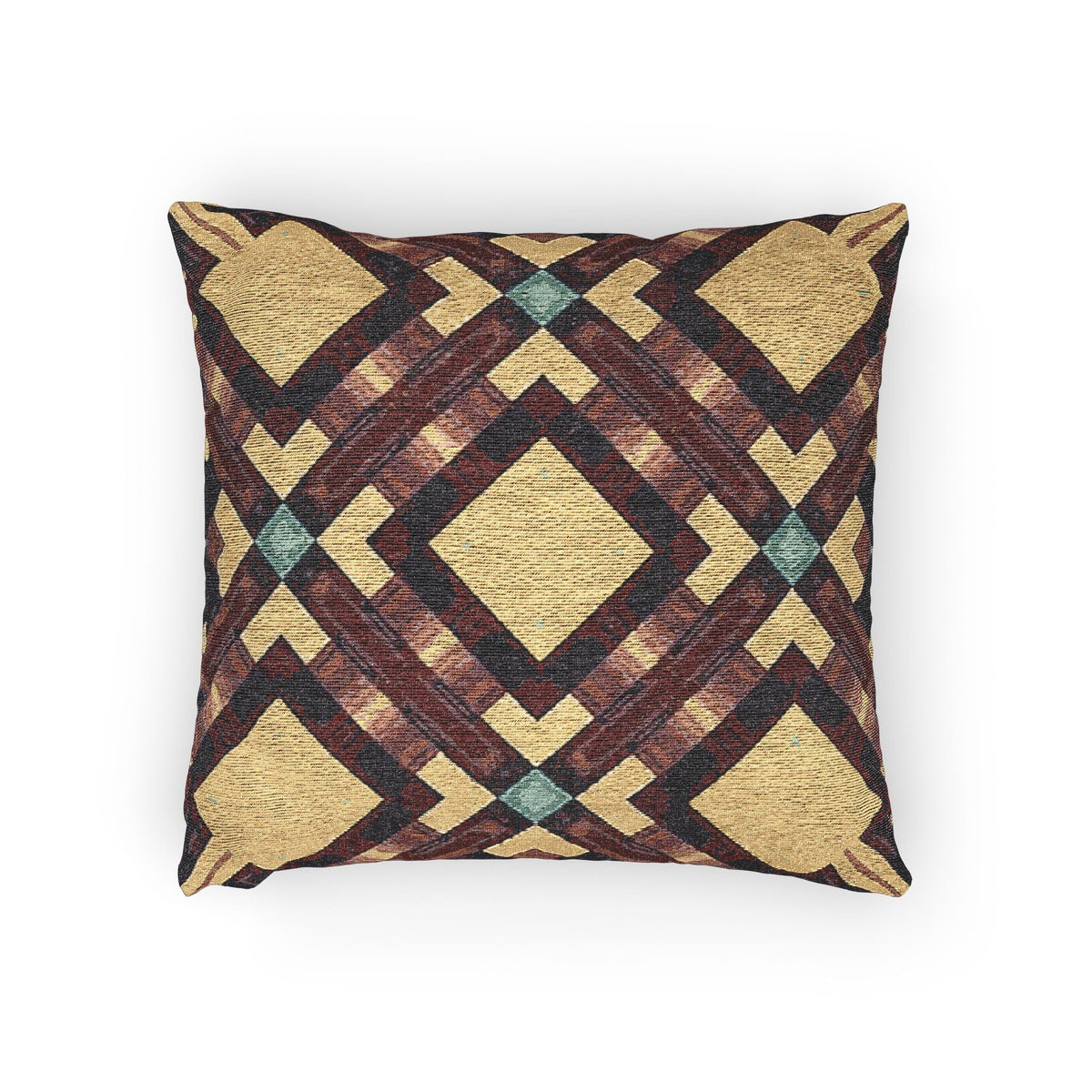Woven Pillow — Geometric Boho Throw Pillow with Warm Earth Tones-1