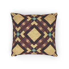 Woven Pillow — Geometric Boho Throw Pillow with Warm Earth Tones-1