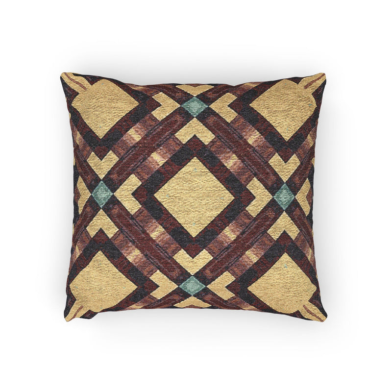 Woven Pillow — Geometric Boho Throw Pillow with Warm Earth Tones-1