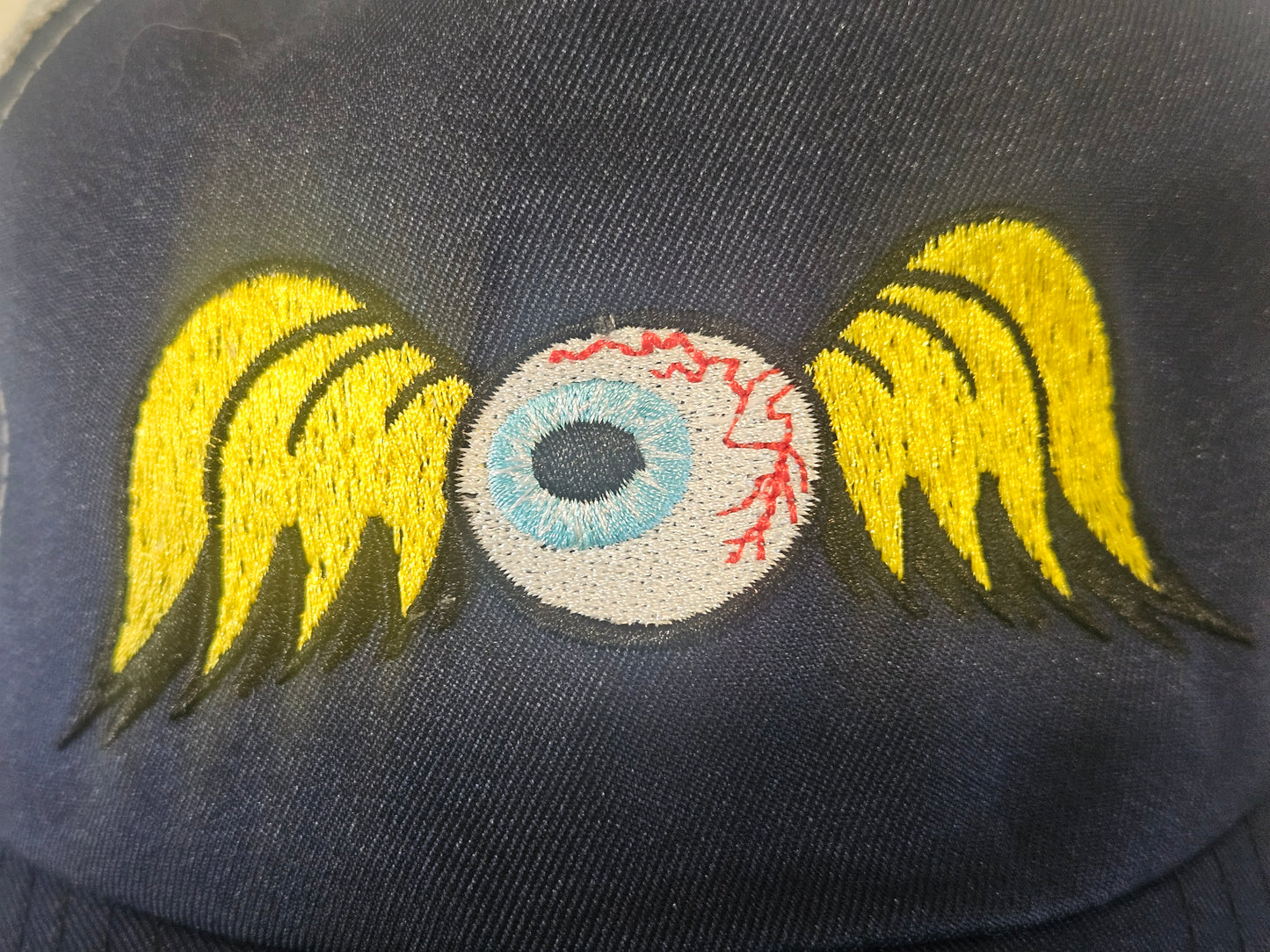 Youth Eyeball with Wings White & Black Cap