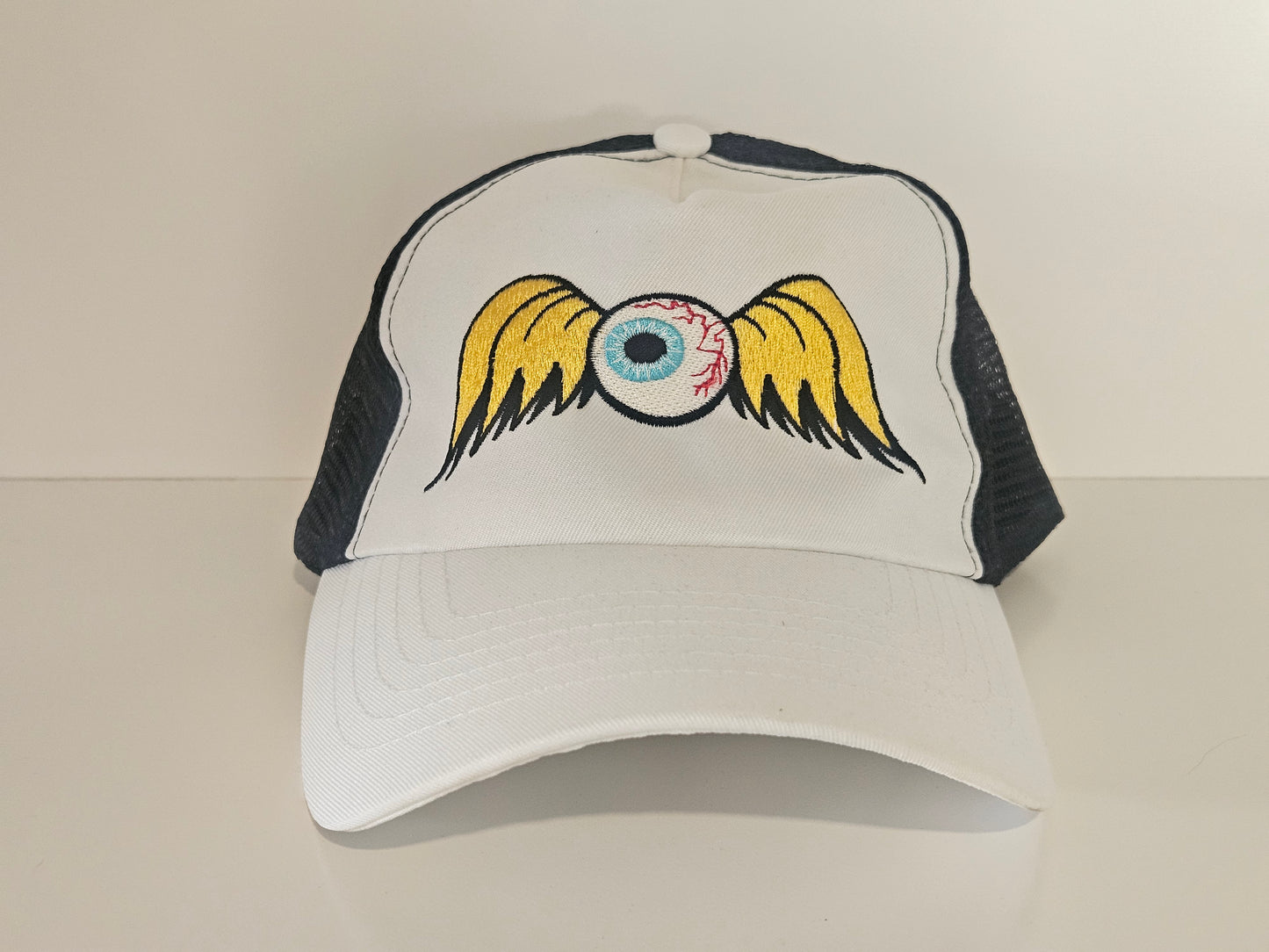 Youth Eyeball with Wings White & Black Cap